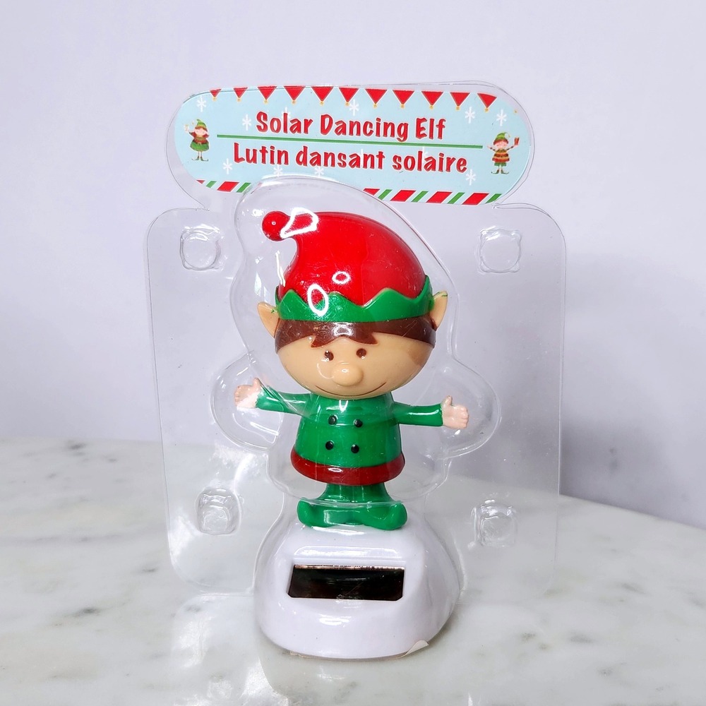 Solar Dancing Elf Bobblehead Christmas Holiday Decoration Car Dashboard